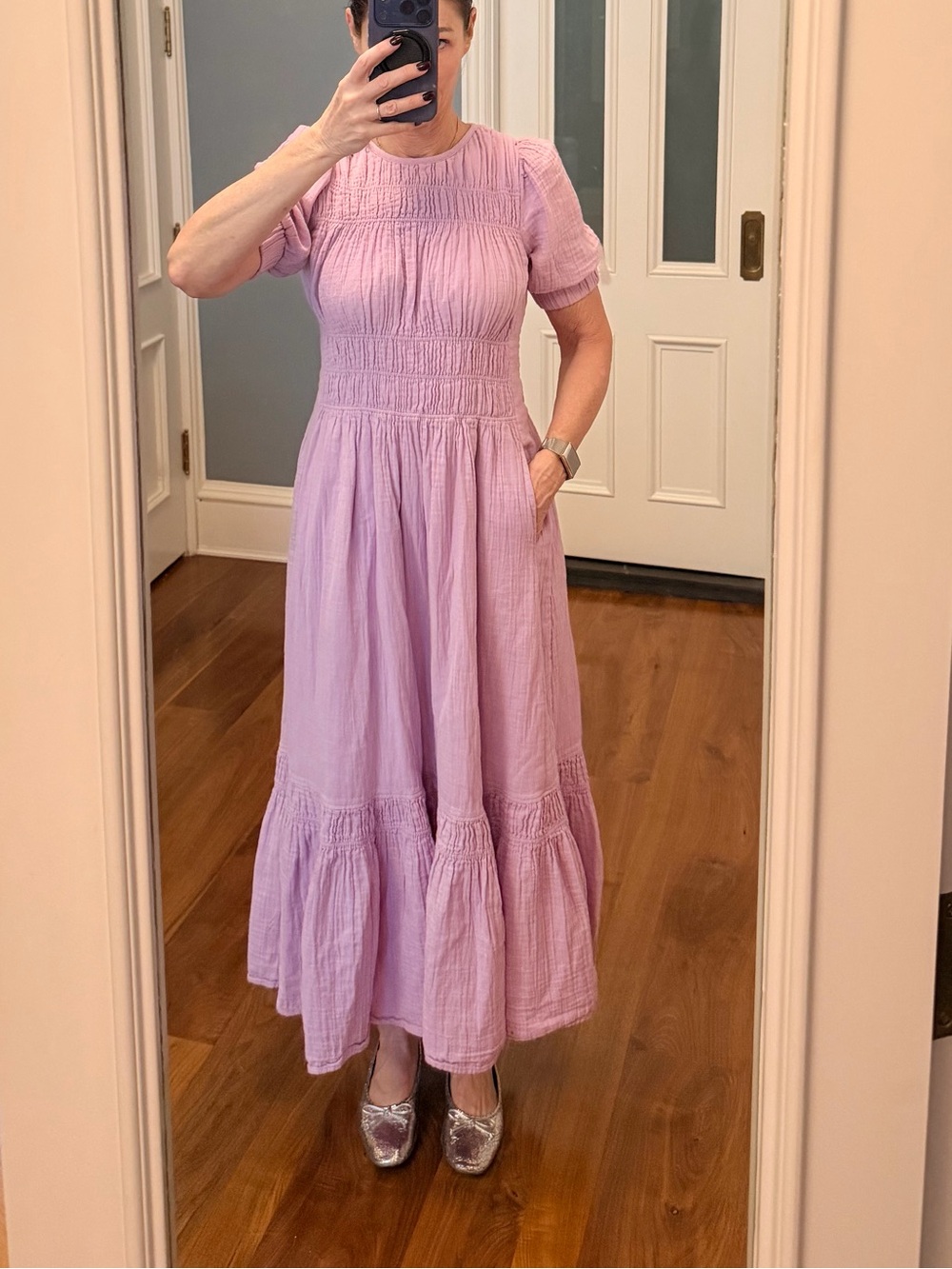 ME+EM Lavender Smocked Midi Dress - Women